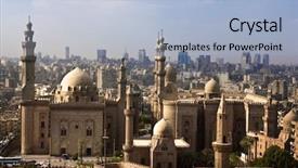  Presentation with cairo - Presentation theme consisting of cairo skyline egypt background and a light blue colored foreground