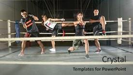  Presentation with boxing ring - Cool new presentation theme with caixoeiras - group of people practicing backdrop and a  colored foreground