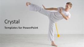  Presentation with safety kick off - Amazing theme having caixoeiras - man in sportswear performing backdrop and a light gray colored foreground