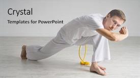  Presentation with art - Slide set enhanced with caixoeiras - man practicing capoeira brazilian martial background and a  colored foreground