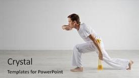  Presentation with art of presentation - Slide deck with caixoeiras - man practicing capoeira brazilian martial background and a  colored foreground