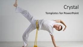 Presentation with art theraphy - Amazing PPT theme having caixoeiras - man practicing capoeira brazilian martial backdrop and a light gray colored foreground