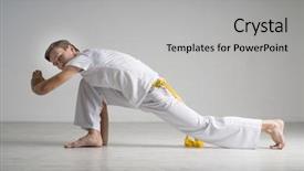  Presentation with art - Colorful slide set enhanced with caixoeiras - man practicing capoeira brazilian martial backdrop and a light gray colored foreground