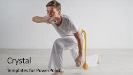  Presentation with art - Audience pleasing slide deck consisting of caixoeiras - man practicing capoeira brazilian martial backdrop and a  colored foreground
