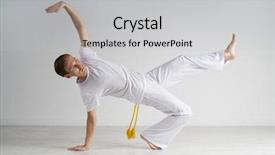  Presentation with art - Beautiful slide deck featuring caixoeiras - man practicing capoeira brazilian martial backdrop and a light gray colored foreground