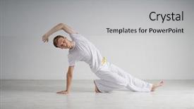  Presentation with renaissance art octagon - PPT theme enhanced with caixoeiras - man practicing capoeira brazilian martial background and a light gray colored foreground