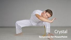  Presentation with art - Beautiful presentation theme featuring caixoeiras - man practicing capoeira brazilian martial backdrop and a gray colored foreground