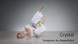  Presentation with art - Slide deck with caixoeiras - man practicing capoeira brazilian martial background and a light gray colored foreground