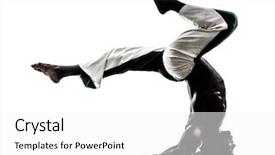  Presentation with black man - PPT theme featuring caixoeiras - one black man dancer dancing background and a  colored foreground