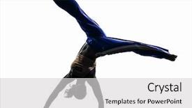  Presentation with dancing - PPT theme featuring caixoeiras - one caucasian woman capoeira dancer background and a light gray colored foreground