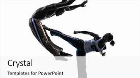  Presentation with dancing - Slide deck with caixoeiras - two people couple capoeira dancers background and a white colored foreground