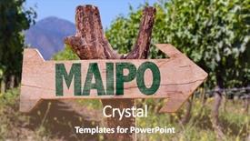  Presentation with winery - Slide set consisting of cajon - maipo wooden sign with winery background and a tawny brown colored foreground