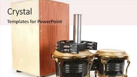 Presentation with music instruments - Slide deck with cajon - set from music percussion instruments background and a coral colored foreground