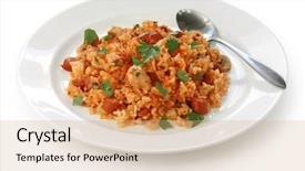  Presentation with cajun - Slides enhanced with cajun - jambalaya creole rice dish background and a coral colored foreground