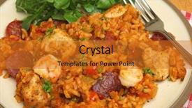  Presentation with cajun - Colorful PPT theme enhanced with cajun - jambalaya with chicken shrimp backdrop and a gold colored foreground