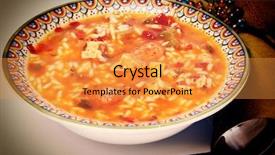  Presentation with cajun - Cool new slides with contented laughing softly female backdrop and a coral colored foreground