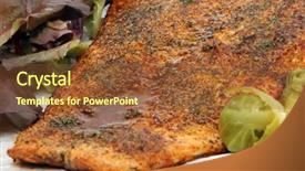  Presentation with annual dinner company - Colorful slides enhanced with cajun food - plate of salmon dinner backdrop and a  colored foreground
