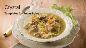  Presentation with soup - Amazing presentation theme having cajun food - soup with rice and sausage backdrop and a lemonade colored foreground