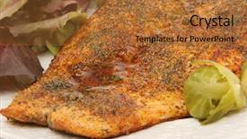  Presentation with salmon spicy - Slide set consisting of cajun food - spicy gourmet salmon background and a  colored foreground