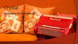  Presentation with cajun - Presentation design consisting of cajun pasta - accordion on a sofa background and a  colored foreground