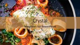  Presentation with ashwagandha herbs - Beautiful PPT theme featuring cajun pasta - braised codfish filet and lettuce backdrop and a gold colored foreground