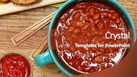  Presentation with ketchup - PPT theme enhanced with cajun restaurant - bowl of baked beans background and a  colored foreground