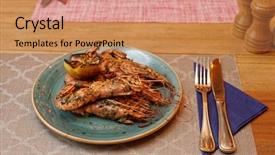  Presentation with cajun - Audience pleasing PPT layouts consisting of cajun restaurant - shrimps fried with herbs backdrop and a  colored foreground