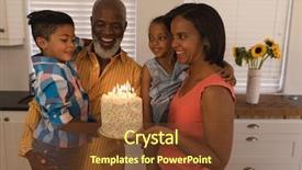  Presentation with happy birthday cake - Colorful slide deck enhanced with cake and birthday fire candles backdrop and a tawny brown colored foreground