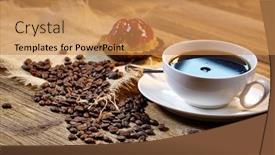  Presentation with old wood - Presentation theme enhanced with cake-and-coffee-on-old background and a coral colored foreground