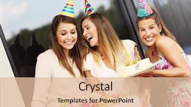  Presentation with mini birthday cake celebration - Beautiful presentation theme featuring cake and presents celebrating birthday backdrop and a lemonade colored foreground