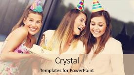  Presentation with birthday cake - PPT theme enhanced with cake and presents celebrating birthday background and a lemonade colored foreground