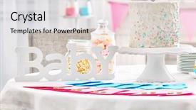 Presentation with baby shower - PPT layouts enhanced with cake and thank you card background and a  colored foreground