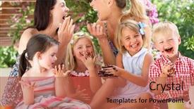  Presentation with tea cake - Audience pleasing presentation theme consisting of cake at outdoor tea backdrop and a red colored foreground