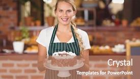  Presentation with chocolate shop - Slides with cake at the coffee shop background and a coral colored foreground