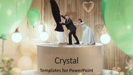  Presentation with bride - Slide deck with cake bride and groom figurine background and a coral colored foreground