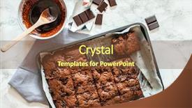  Presentation with bar pieces dark chocolate - Slide deck enhanced with cake brownies - chocolate brownie background and a tawny brown colored foreground