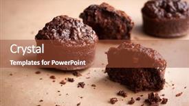  Presentation with oat - PPT theme having cake brownies - chocolate oat bran muffins background and a tawny brown colored foreground