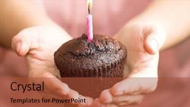  Presentation with cake brownies - Beautiful presentation theme featuring cake brownies - girl offering you a chocolate backdrop and a red colored foreground