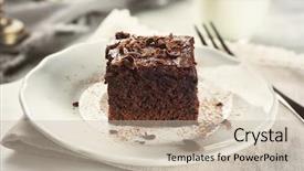  Presentation with cocoa - Slide set consisting of cake brownies - plate with delicious cocoa brownie background and a soft green colored foreground