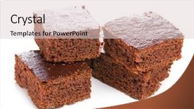 Presentation with dessert - Cool new presentation theme with cake brownies - sweet chocolate dessert on white backdrop and a lemonade colored foreground