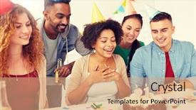  Presentation with corporate happy birthday - Slides consisting of cake celebrating colleague 21st birthday background and a coral colored foreground