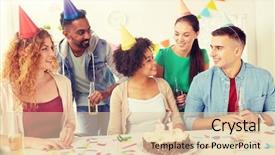  Presentation with team party - Presentation theme enhanced with cake celebrating colleague 21st birthday background and a lemonade colored foreground