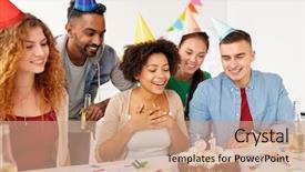  Presentation with 21st birthday - Audience pleasing PPT theme consisting of cake celebrating colleague 21st birthday backdrop and a coral colored foreground