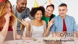  Presentation with 21st birthday - Colorful presentation theme enhanced with cake celebrating colleague 21st birthday backdrop and a coral colored foreground