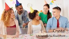  Presentation with corporate happy birthday - Audience pleasing PPT theme consisting of cake celebrating colleague 21st birthday backdrop and a soft green colored foreground