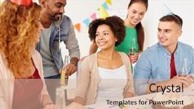  Presentation with corporate happy birthday - Colorful theme enhanced with cake celebrating colleague 21st birthday backdrop and a coral colored foreground