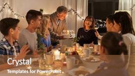  Presentation with dinner party - Slides with cake celebrating grandmothers birthday background and a red colored foreground