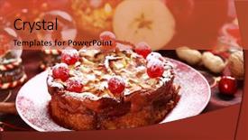  Presentation with christmas hamper gift traditional - Colorful theme enhanced with cake charlotte for christmas - traditional backdrop and a red colored foreground