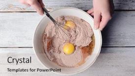  Presentation with pharmacy mixing intravenous medications - Presentation featuring cake cupcake - preparing dough mixing ingredients background and a coral colored foreground