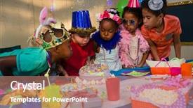  Presentation with party candles - Presentation having cake during birthday party background and a coral colored foreground